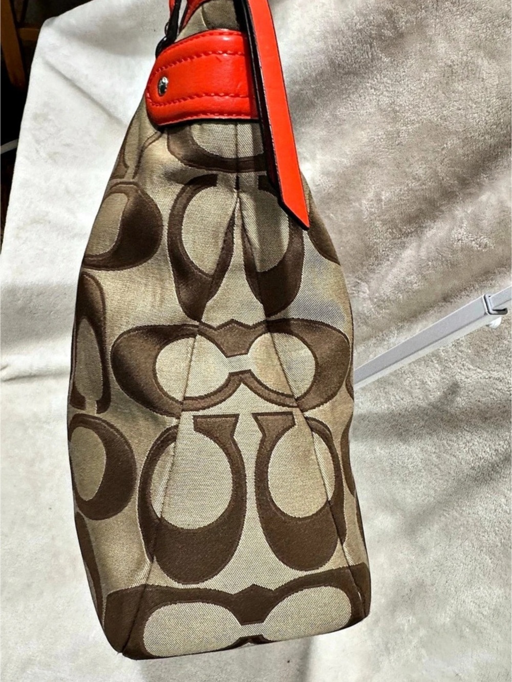Coach Signature Canvas Tote in Brown & Orange - Picture 5 of 10